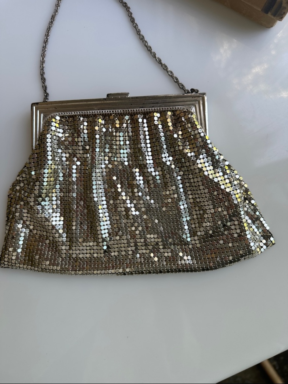 Whiting & Davis Gold Sequin Mesh Evening Clutch